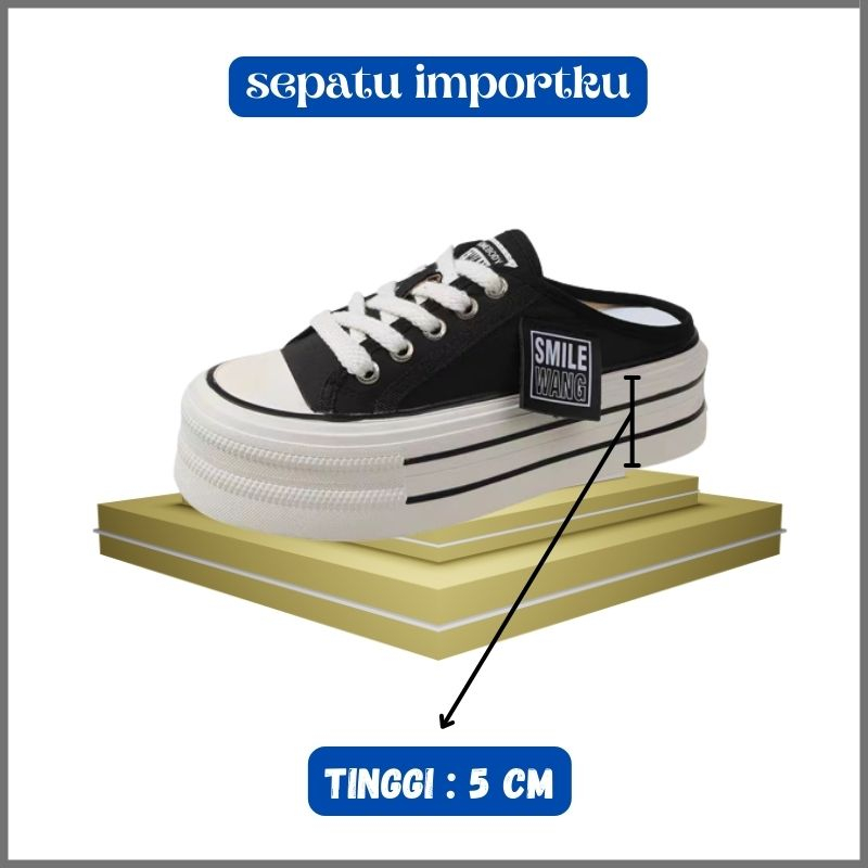 SI 789 Sepatu Sneakers Selop Casual Wanita Fashion Korea Premium