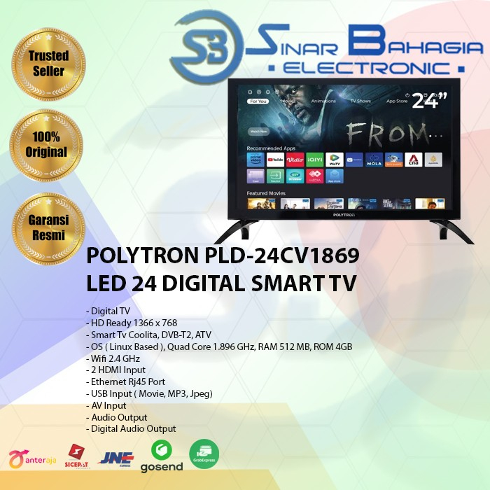 POLYTRON PLD-24CV1869 LED 24 DIGITAL SMART TV (NEW) (KHUSUS BANDUNG)