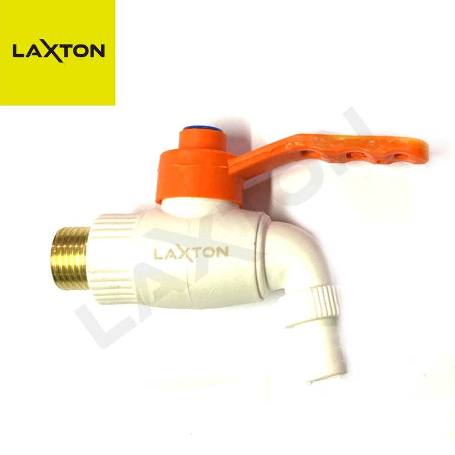 LAXTON L88-005 kran keran dinding air plastik drat kuningan 1/2" putih