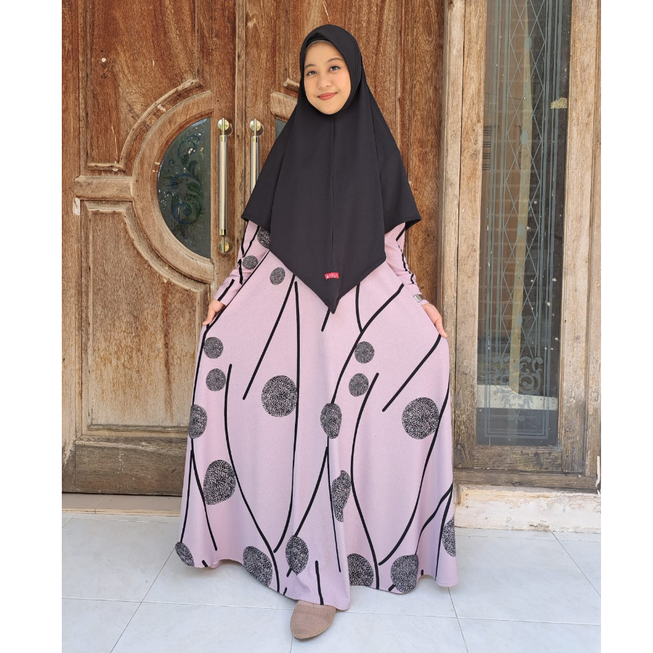 Gamis silmi Arly Fashion gamis kaos tsunami jubah kaos gamis syar'i jersey motif untuk muslimah wani