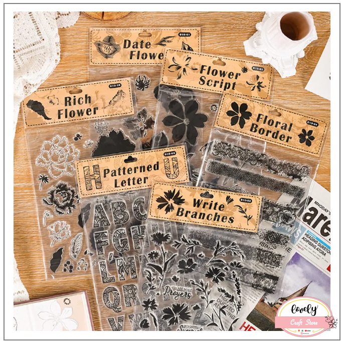 

LovelyCraftStore | S37 Transparent Silicone rubber Clear Stamp ~ Stempel Silikon Transparan Silicone Stamp Leaves, Butterfly, Daun, Kupu untuk journal, cards, art craft, scrapbook