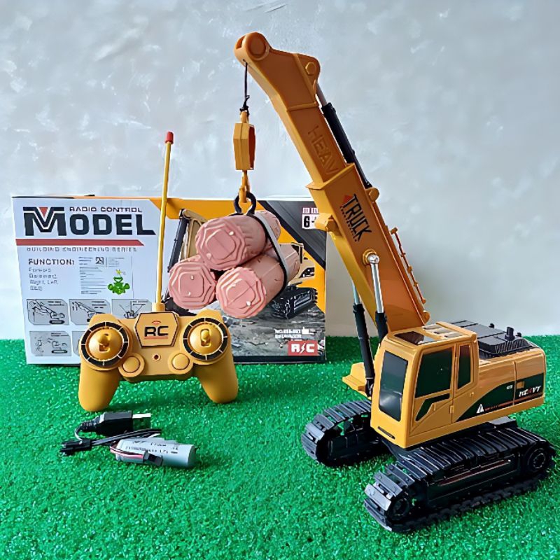 RC Truk Crane Remote Control Baterai Cas Anak Laki edukasi - Mainan Mobil Mobilan Remot Kontrol Truc