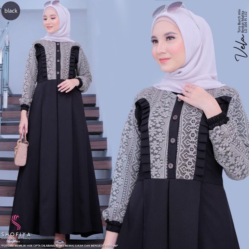 GAMIS JUMBO MUSLIMAH BUSUI LD 110 TERBARU BRUKLAT BRUKAT BROKLAT MIX TORY BURCH PESTA KONDANGAN KEKI