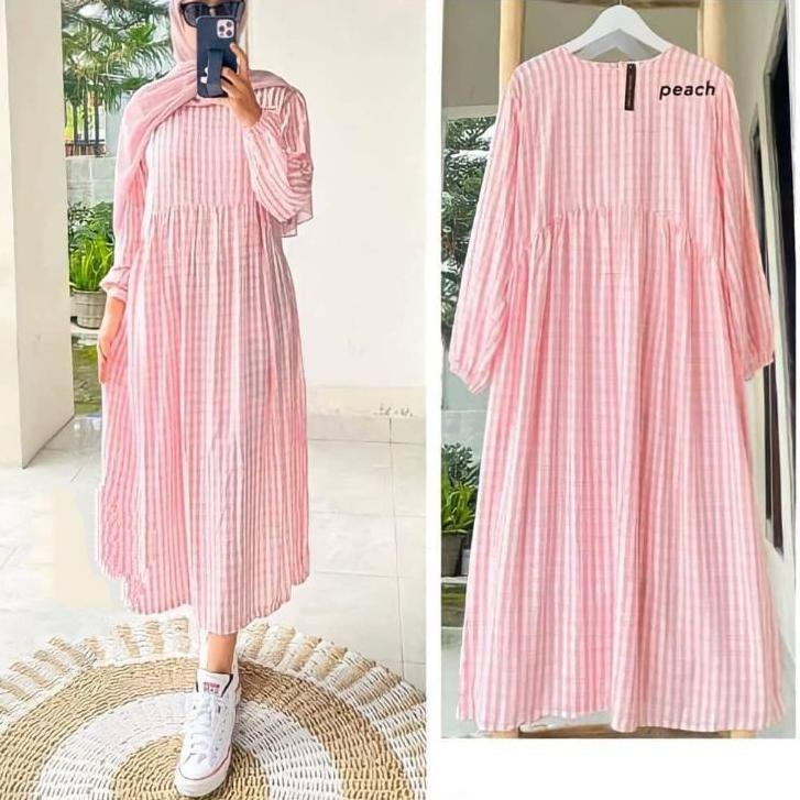 Baju Tunik Wanita Terlaris Amelia Long Tunik Katun Kotak Ukuran Jumbo Oversize