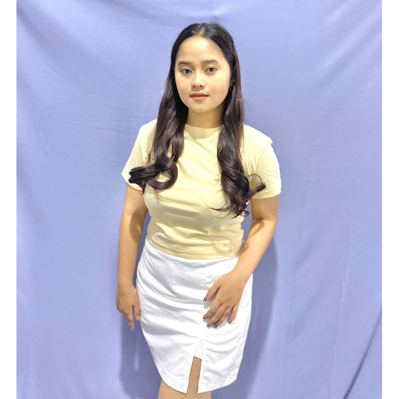KAOS CROP TOP POLOS / KAOS CROP TEE TEBAL COTTON COMBED 24S PREMIUM BAJU CROP TEE TSHIRT KOREA FASHI