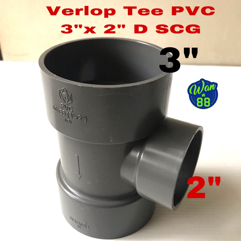 Verlop Tee PVC 3” x 2” D SCG / Reducer