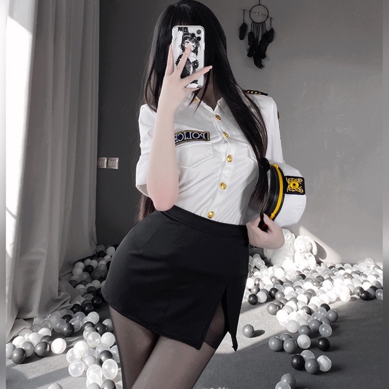 YZ5 Luckymm Sexy Cosplay Police / Baju Sexy Wanita Set Cosplay Polisi / Set Wanita Cosplay 378