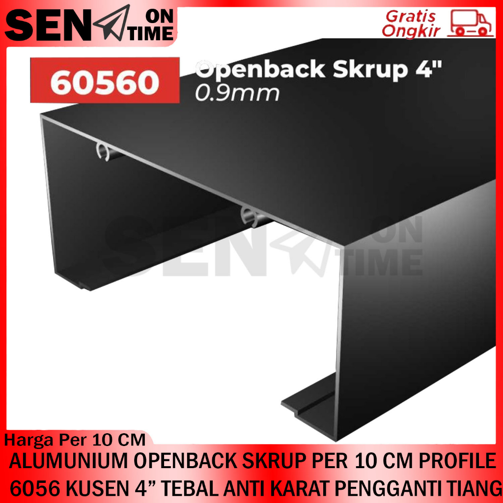 ALUMUNIUM OPEN BACK SKRUP PER 10 CM PROFILE 60560 KUSEN 4” INCH PROFIL ALUMINIUM PENGGANTI PENUKAR T