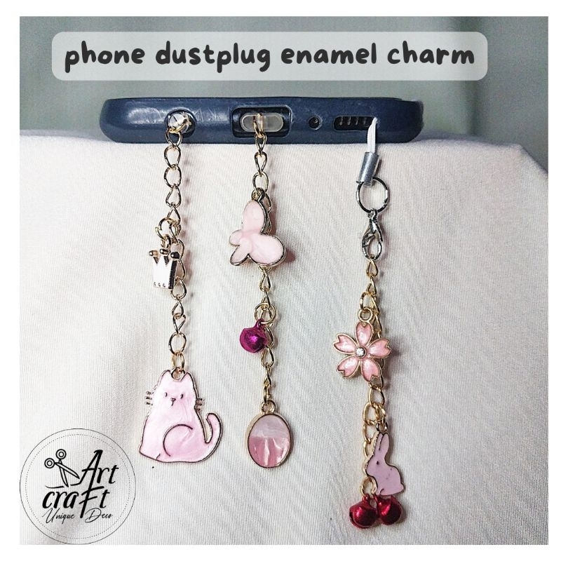 enamel dust plug charm ( iphone usb type c android mikro headset strap) gantungan anti debu handphon