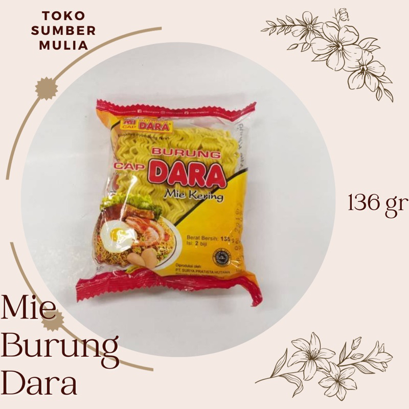 

Mie Kering Gandum Cap Burung Dara 136 gram