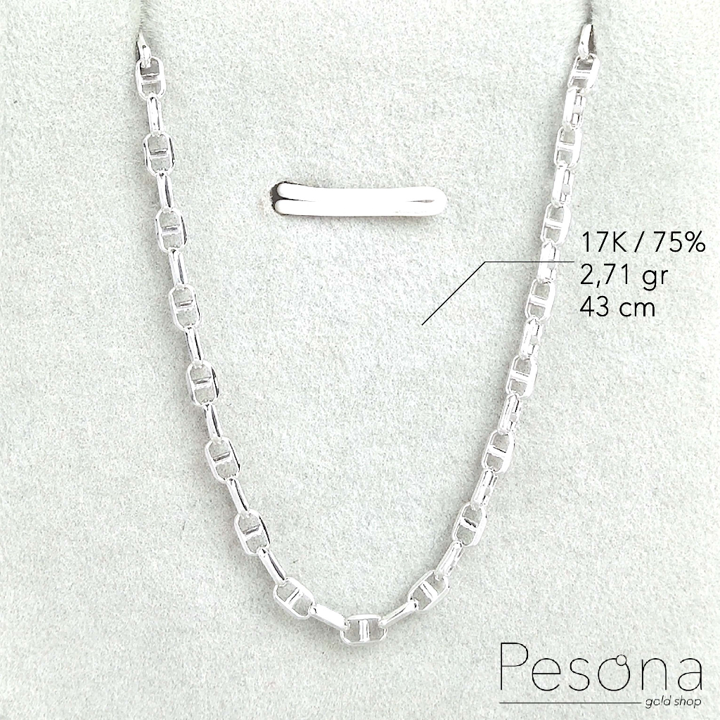 KALUNG EMAS PUTIH MODEL RANTAI FELIX 43 cm | 17K | 2,71 gram