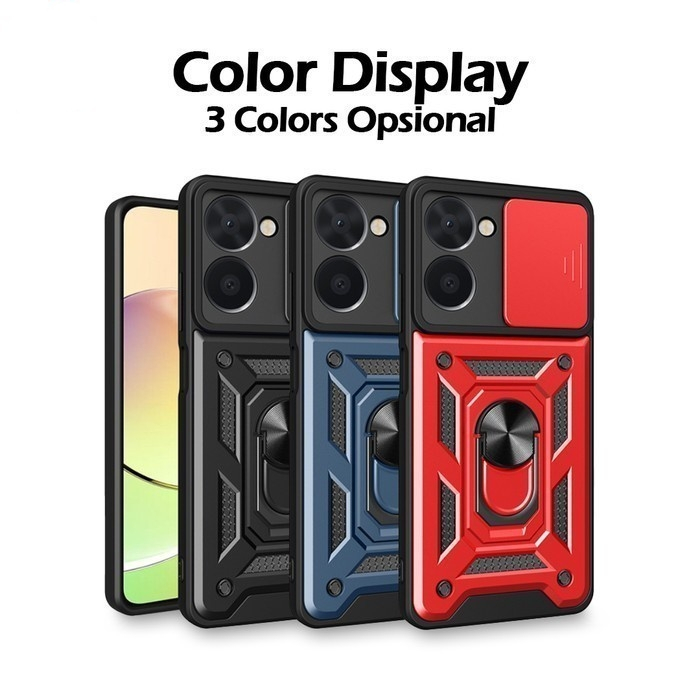 Case Armor Slide Camera +Ring Xiaomi Poco M4 Pro 4G M5S M3 Pro