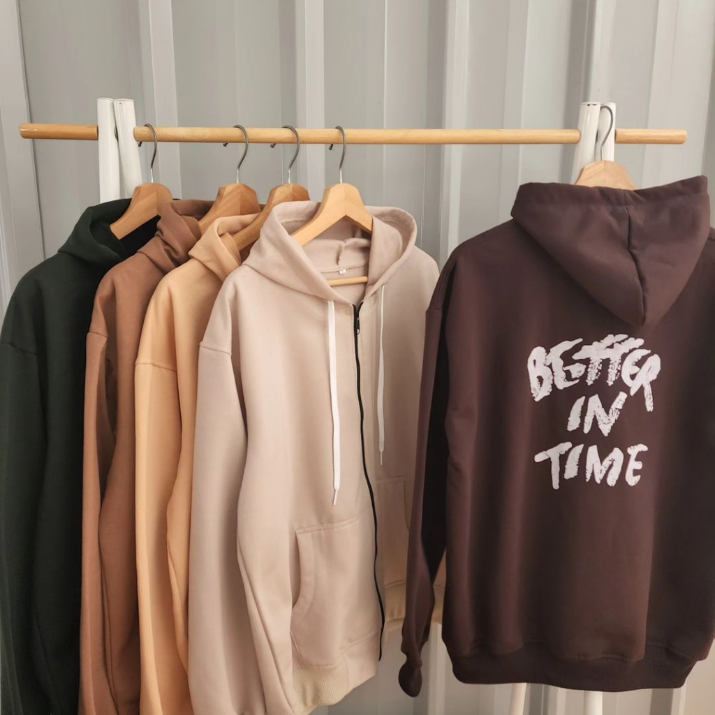 BETTER IN TIME ZIPPER HOODIE BAHAN FLEECE TERMURAH ADA HADIAH XXL Better In Time Hoodie Zipper Unise