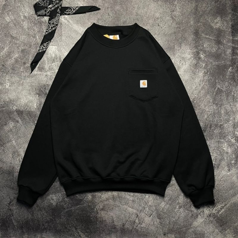 Crewneck Carhartt Wip Pocket Hitam Premium Fulltag