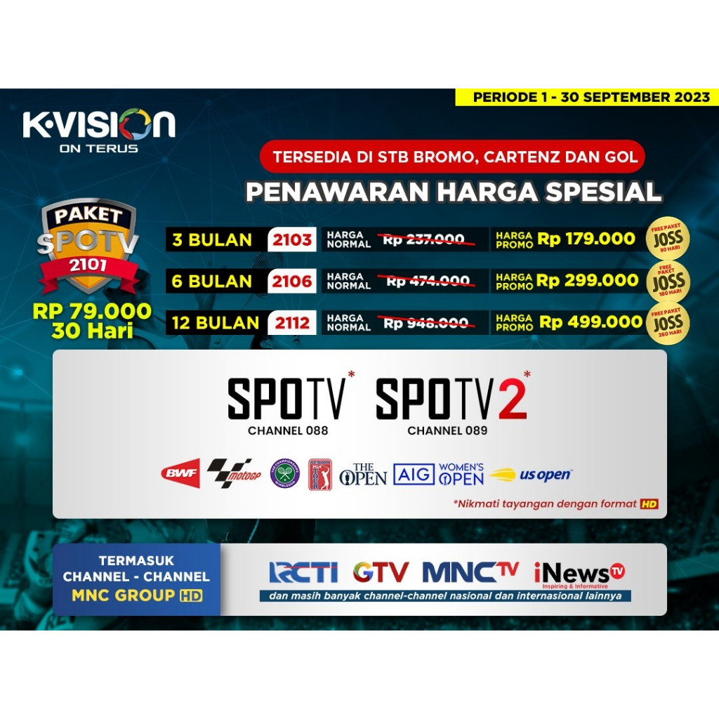 Receiver K Vision Paket Spotv MotoGP, Badminton, Tenis, Golf dan lain-lain