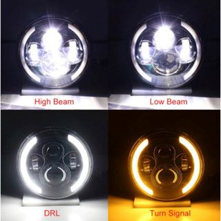 LAMPU DAYMAKER BULAT 7 INCH DENGAN BATOK LED HEADLIGHT CUSTOM JEEP RX KING NINJA WATERPROOF (GT 41)