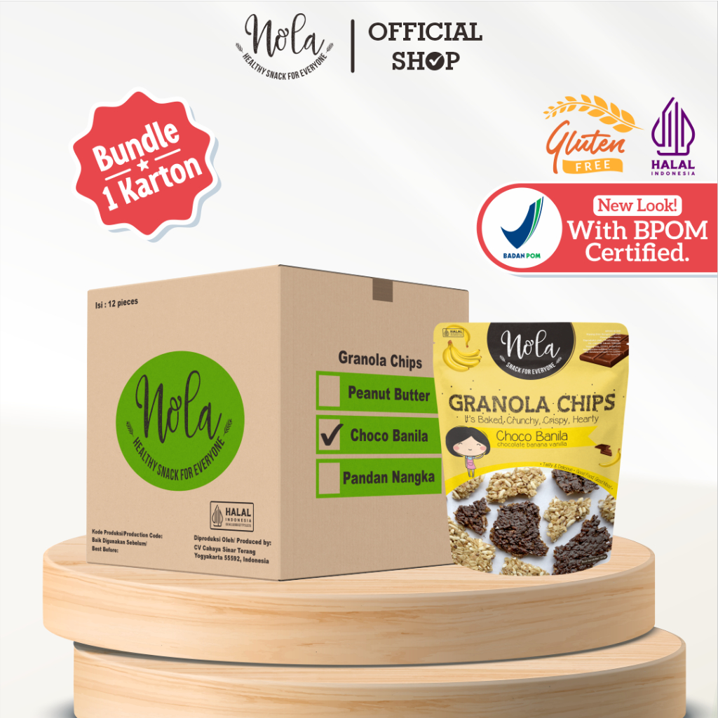 

Bundle 1 Box Isi 12 Pcs Nola Granola Chips Chocolate Banilla