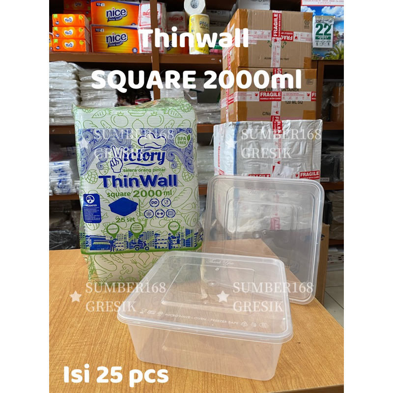 [25 pcs] THINWALL SQUARE 2000ml | KOTAK 2000ml