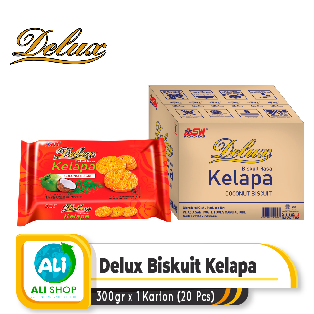 

Delux Kelapa Cookies 300gr Biskuit rasa Kelapa 1 Karton (28 Pcs)