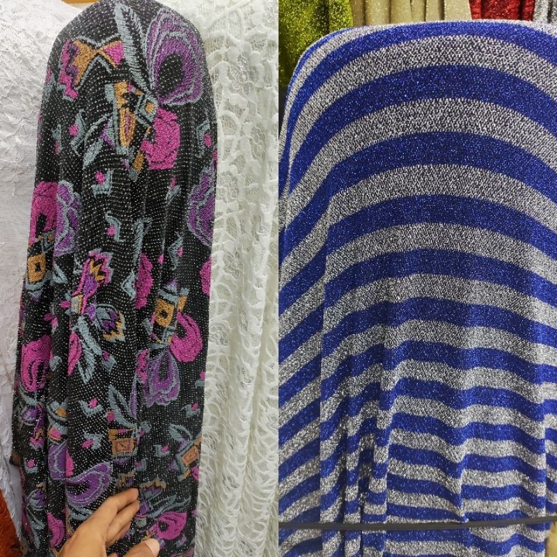 Bahan/Kain spandek gliter motif