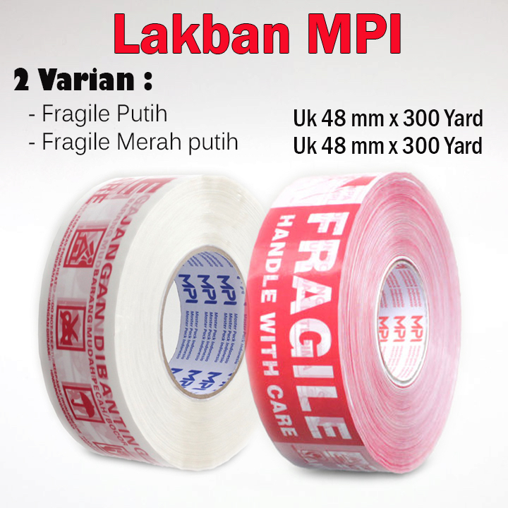 LAKBAN FRAGILE JANGAN DI BANTING 48 X 300YARD / LAKBAN PREMIUM MAKASSAR / PEREKAT TAPE / ATK