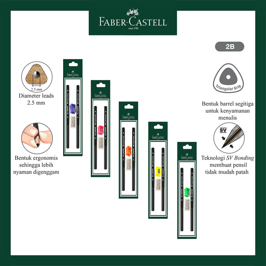Paket Hemat Pensil 2B Rautan dan penghapus Faber Castell