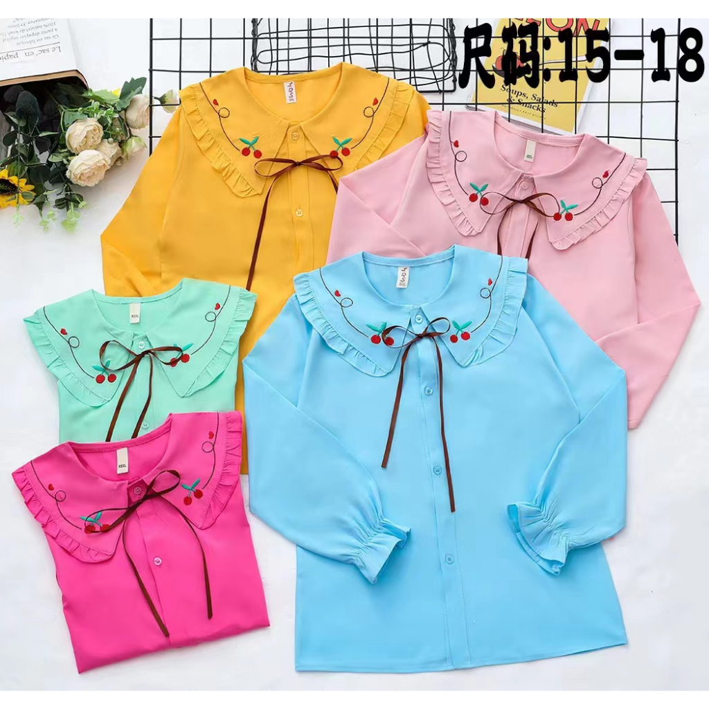 Atasan Kemeja Anak Perempuan / Kemeja Anak import / Kemeja Anak Perempuan Lengan Panjang / Kemeja An