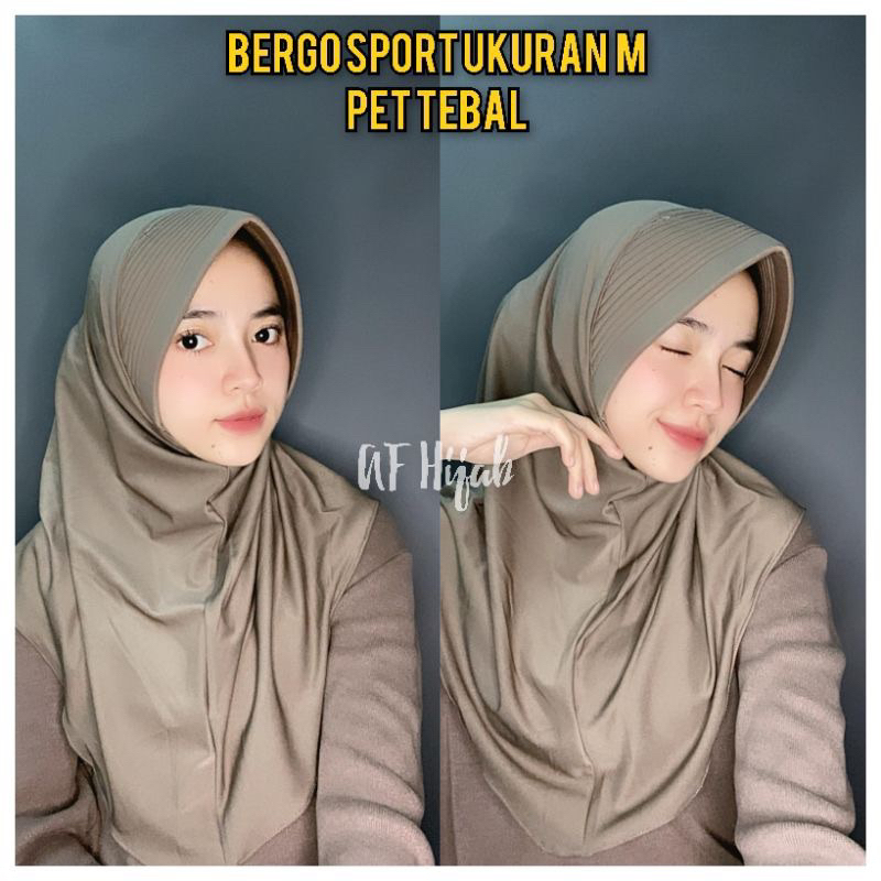 Bergo Sport Ukuran M / Bergo Ped Tebal / Bergo Sporty / Hijab Instan