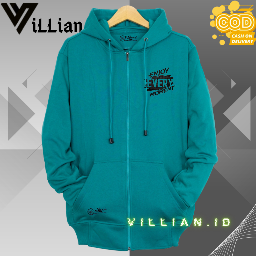 Hoodie Sweater Resleting Pria Wanita High Quality Premium Distro Rounata Clothing Warna Hijau Tosca