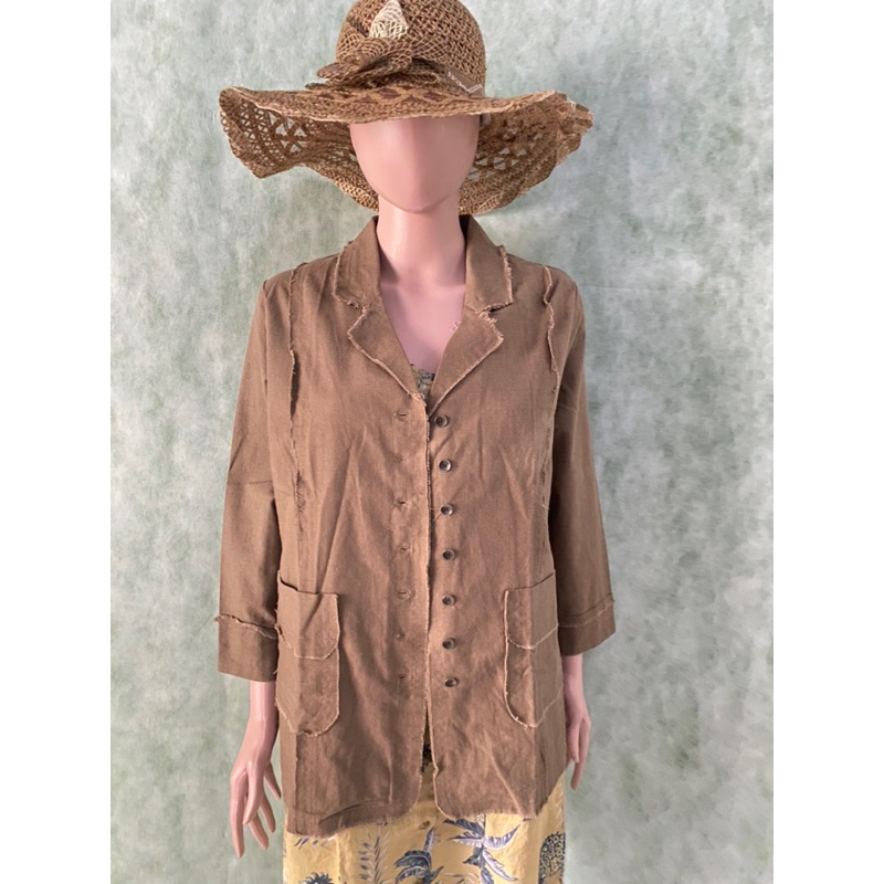 Preloved/Thrift Blazer Linen Coklat STPD Korean Style
