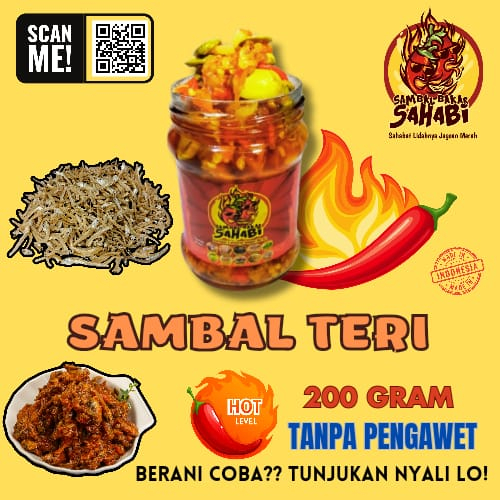 

Sambal Teri Pedas Gurih 200 Gram - Sambal Bakar Sahabi