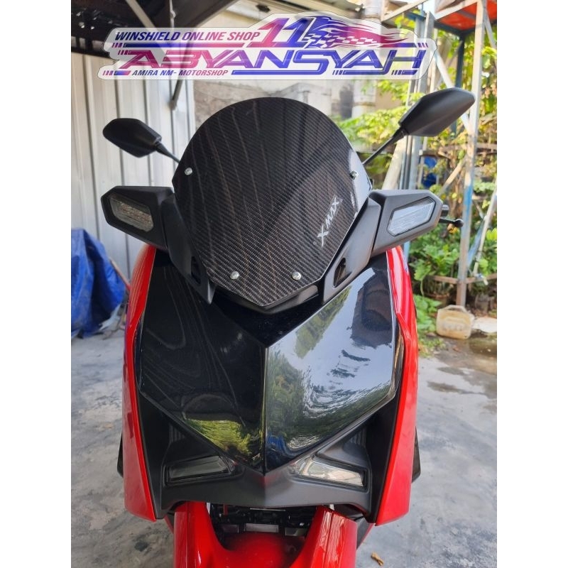 Windshield Xmax New 2023 Sporty Malossi Carbon Kevlar Pakum. Visor Xmax Baru Carbon Kevlar