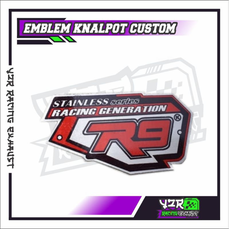 EMBLEM KNALPOT RACING MERK R9 NEW