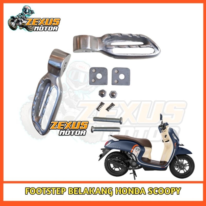 Footstep Scoopy Step Scoopy 2021 - 2023 Pijakan Kaki Scoopy Bahan Aluminium Silver Chrome