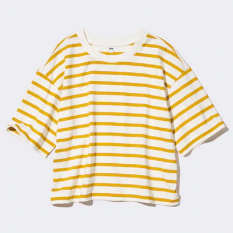 UNIQLO Women T-Shirt Kaos Garis Wanita Lengan Pendek