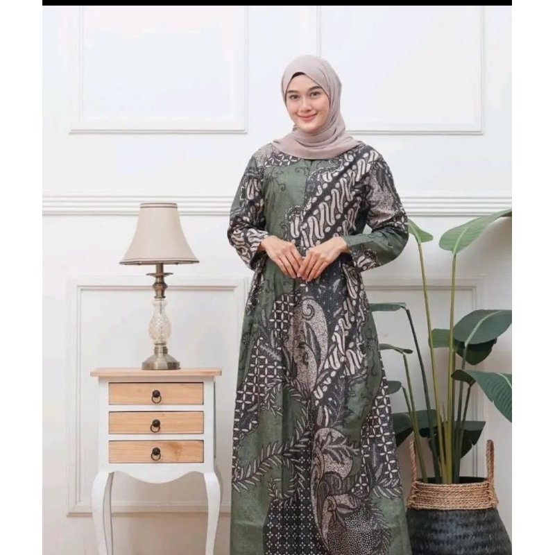 Gamis Batik Busui Jumbo LD100 LD110 LD120 LD130 Baju Seragam wanita muslim