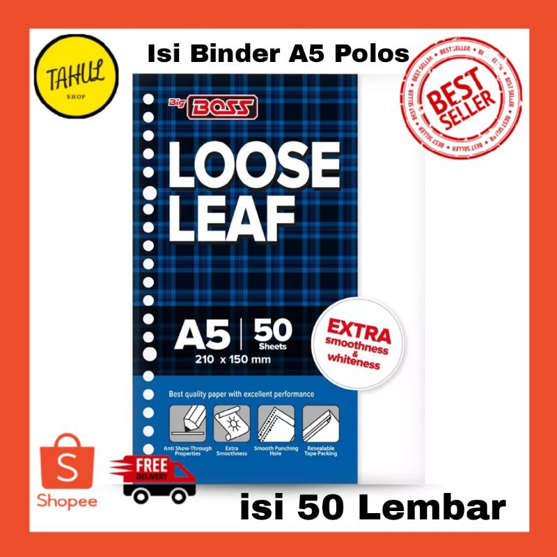 

Isi binder A5 isi 50 Lembar Polos BigBoss Loose Leaf