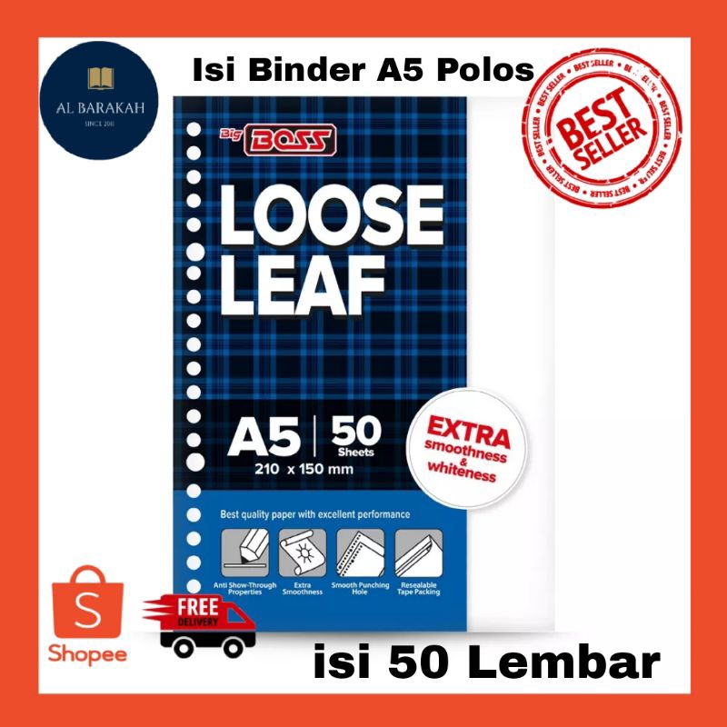 

Isi binder A5 isi 50 Lembar Polos BigBoss Loose Leaf