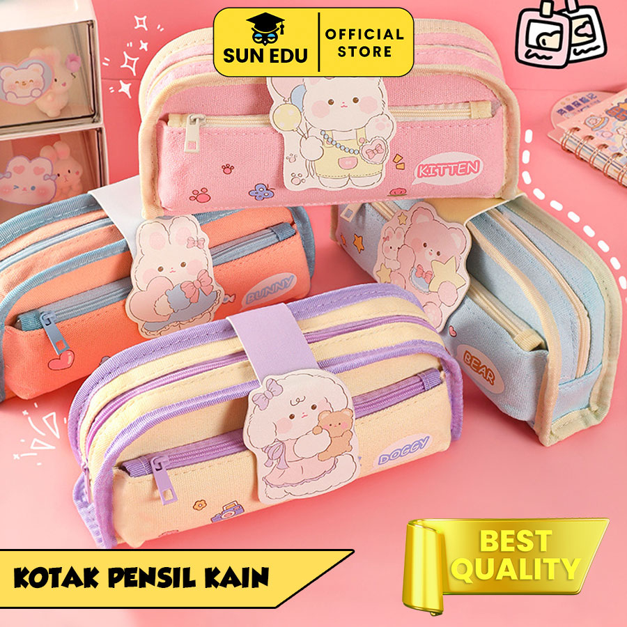 

Tempat pensil anak murah anti air kanvas/ Kotak pensil 2 risleting