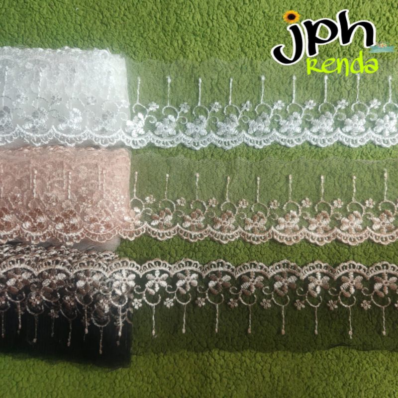 Renda tile organdi, renda kaca, renda organdi isi 15yard