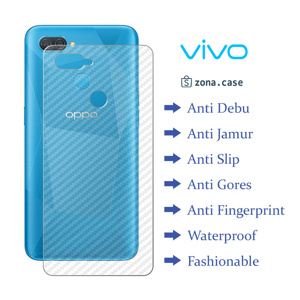 Garskin Carbon Vivo Y02 Y12 Y15 Y16 Y17 Y20 Y30 Y50 Y71 Y81 Y91 Y15S Y01 Sticker Anti Gores Belakang