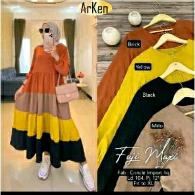 GAMIS FUJI / GAMIS MIDI FUJI PELANGI / MIDI DRESS BAHAN CRINCKLE