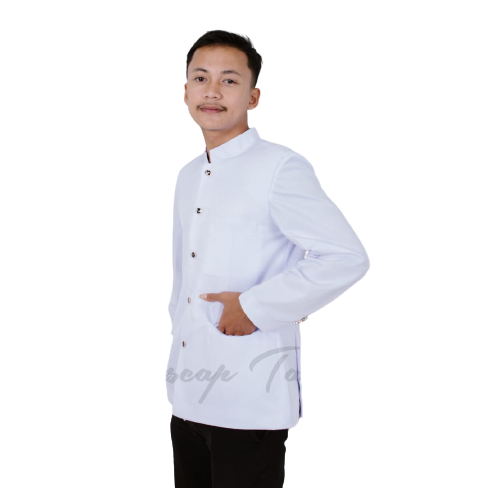 Jasko Putih Polos Jas Koko Pria Dewasa Merek BESCAP Tasik / Busana Muslim Pria / Baju Pengantin