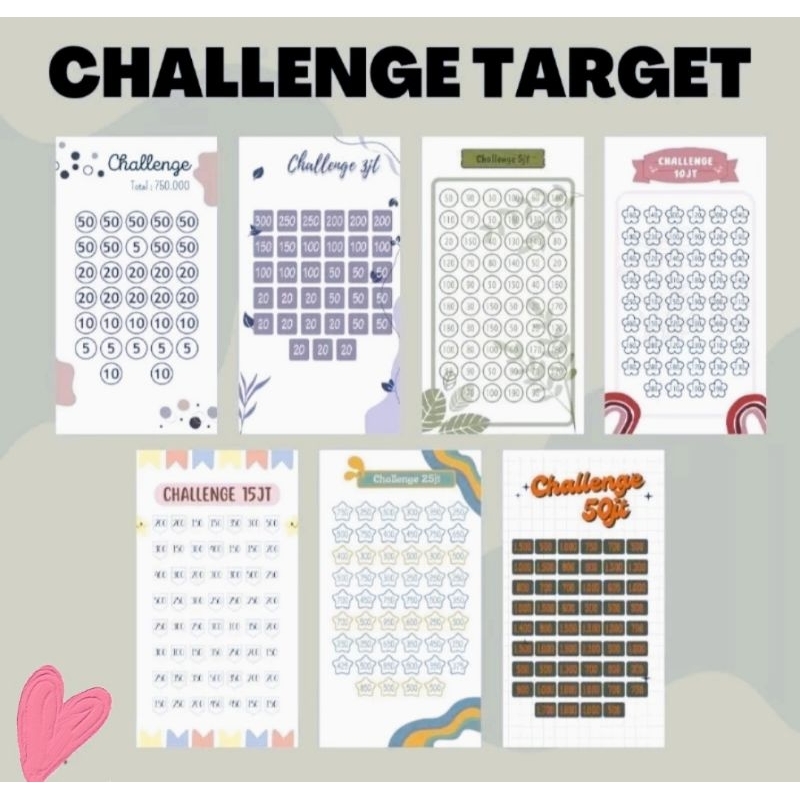 

10 Lembar CHALLENGE TARGET IMPIAN A6 ( Sudah ada Lubang ) Keuangan Menabung Dirumah , Refill Binder Loose Leaf