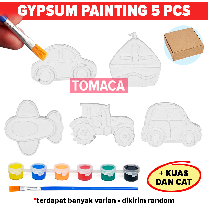 Mainan Edukatif Anak Paket 5 DIY Gypsum Color Painting Mewarnai Melukis Patung Kendaraan Mobil Kapal