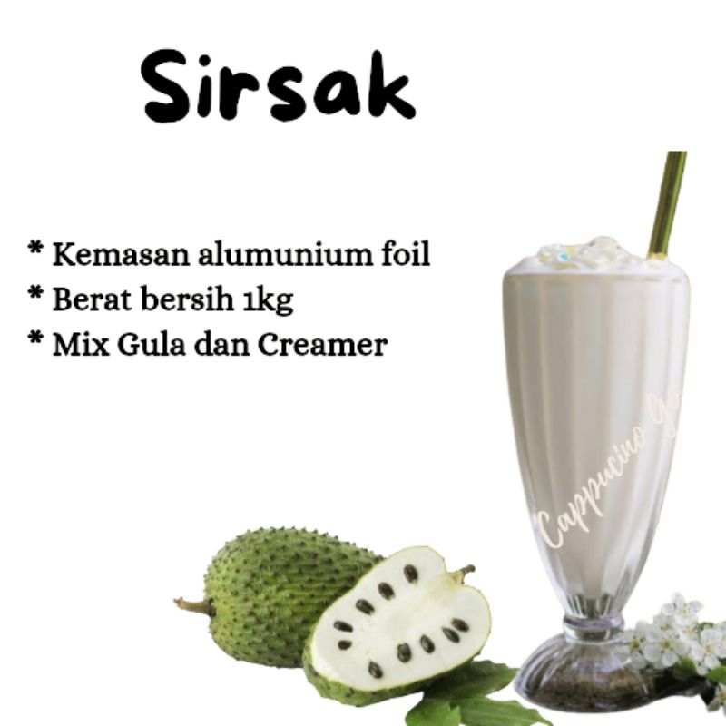 

BUBUK MINUMAN BOBA / SERBUK MINUMAN / POWDER DRINK RASA SIRSAK 1KG MIX GULA DAN CREAMER