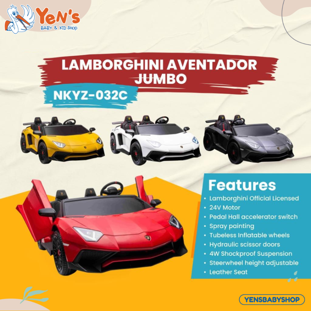 Mainan Mobil Aki Anak Lamborghini Aventador Jumbo Licensed KYZ 032C