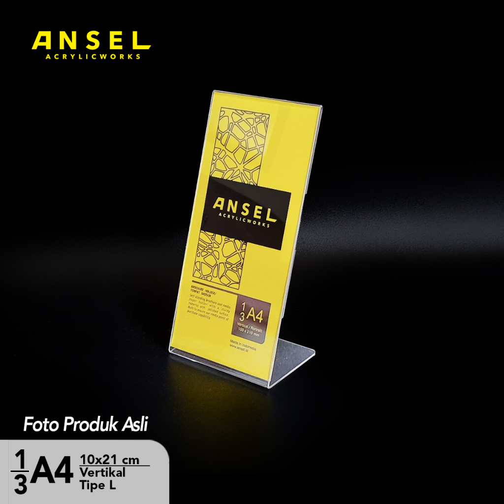 

Tent Holder Akrilik Tipe L 1/3 A4 Vertikal 10x21 cm / Acrylic Standing