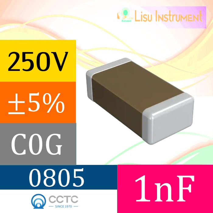 1nF ±5% 250V NP0 C0G 0805 2012(mm