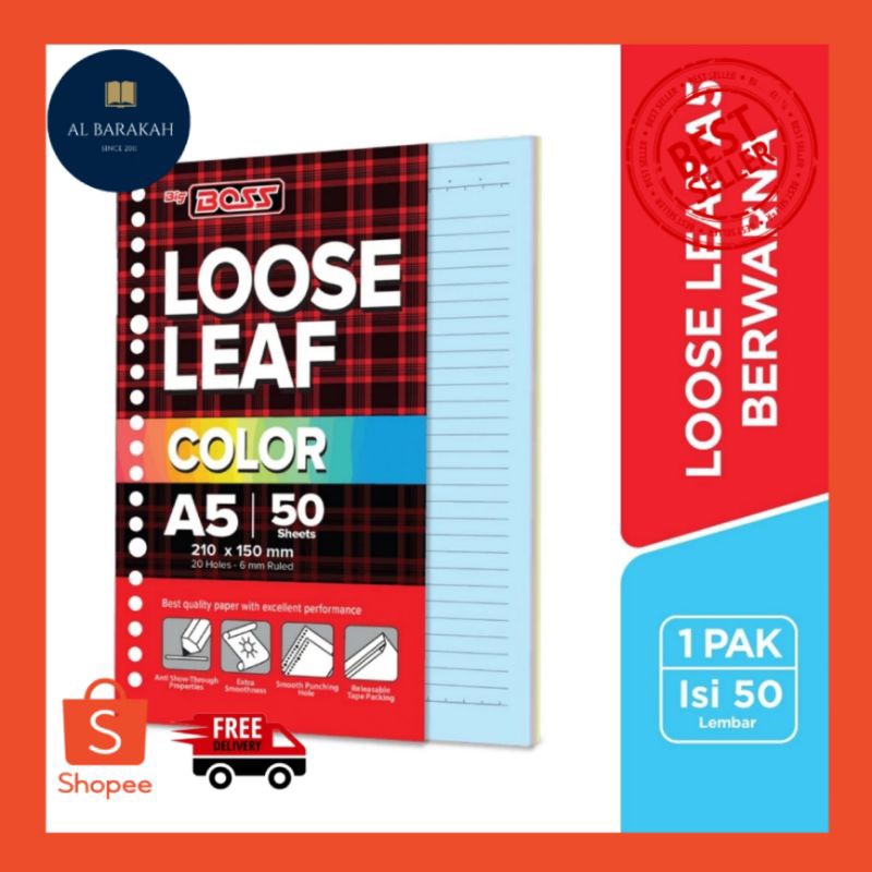 

Isi binder A5 isi 50 Lembar Warna Warni Bergaris BigBoss Loose Leaf